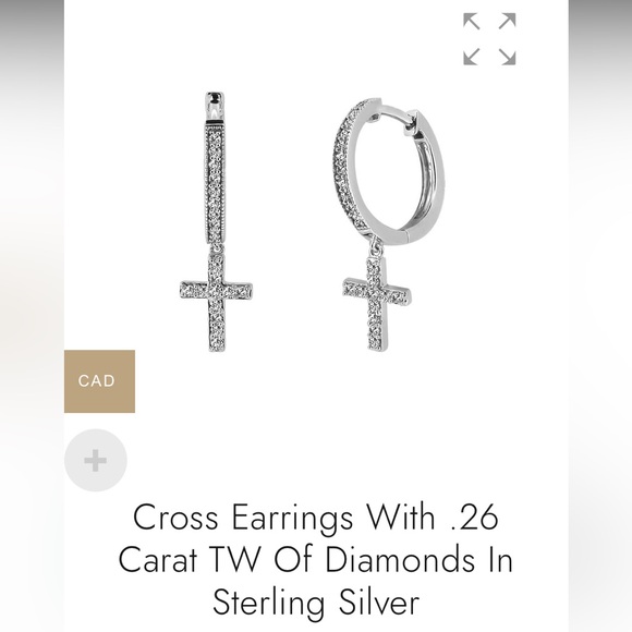 NIB Silver Diamond Cross Hoop Earrings - Picture 3 of 5